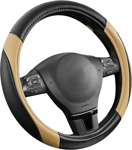 Rubbermaid Steering Wheel Cover – Universal Fit 14.5"–15" Steering Wheel Cover, Anti-Slip Grip, Breathable Leather, All-Season Protection, Interior Upgrade for Cars, Trucks, SUVs - Black in Saudi Arabia