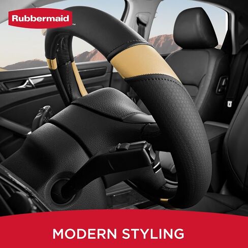 Rubbermaid Steering Wheel Cover – Universal Fit 14.5"–15" Steering Wheel Cover, Anti-Slip Grip, Breathable Leather, All-Season Protection, Interior Upgrade for Cars, Trucks, SUVs - Black in Saudi Arabia