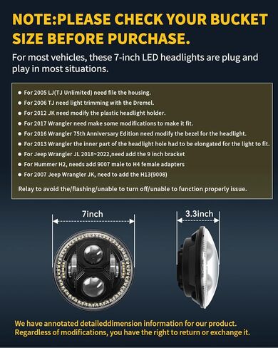 DOT 7 Inch Round LED Headlight,Hi/Lo Beam with White DRL&Amber Turn Signal, Anti-Glare Z-Shaped Dual-Beam Projector Fit For 1976-2018 Wrangler JK TJ LJ Che-vy,Lighting for Off-Road Night Adventure in Kuwait