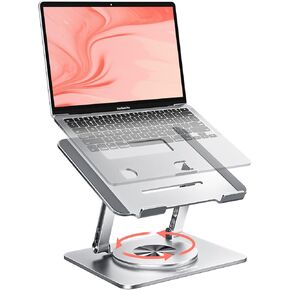 360 ° دوار كمبيوتر محمول حامل-2.5 ملم من الألومنيوم الفضائي الشاق ، ارتفاع قابل للتعديل وزاوية ، متينة وخفيفة الوزن ， حامل المكتب المريح لمدة 10-17 "Macbook/HP ، Silver in Kuwait
