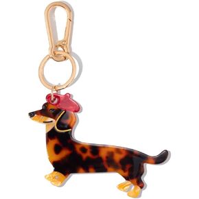 Dog-Shaped Bag Clasp & Keychain Charm- Acetate Animal Clip with Gold-Tone Metal, Decorative Purse/Backpack/Leash Hardwar Gift for Dog Lovers in Kuwait