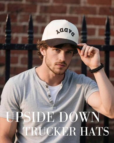 Two Tone Vintage Daddy Trucker Hats for Men, Adjustable Snapback Dad Baseball Cap, Fathers Day Birthday Gifts from Daughter Black in Saudi Arabia