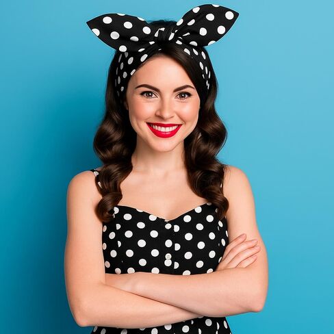 2 قطعة من Polka Dot رئيس Bandana عصابة 50S ملحقات الشعر الأزياء أقواس رأس واسع للنساء والفتيات (الأحمر ، الأسود ، نقاط صغيرة) in Saudi Arabia