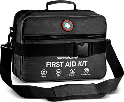 Professional 435 Pieces Large First Aid Kit - Includes Compressed Gauze - Compartments Emergency Medical Kit for Home, Camping, Backpacking, Travel, Boat, Car,Outdoors (Blue) in Saudi Arabia