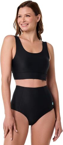Coolibar Upf 50+ Women's Spring Garden Crop Bikini Top - Sun Sun Protection (متوسط الأسود) in Saudi Arabia