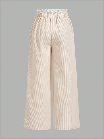 Verdusa Women's Lace Striped Pants Causal Workout Straight Leg Loose Trousers in Saudi Arabia