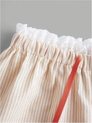 Verdusa Women's Lace Striped Pants Causal Workout Straight Leg Loose Trousers in Saudi Arabia