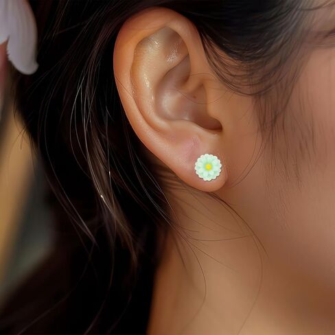 6 Pairs Dainty Daisy Flower Stud Earrings, Lightweight Sunflower Ear Posts Plastic Earrings for Sensitive Ears for Jewelry Gifts (6 Colors) in Kuwait