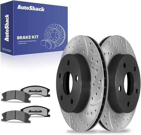 Autoshack Front Brake Kit Praking for 1999-2004 Jeep Grand Cherokee 4.0L 4.7L V8 4WD AWD RWD DISCRING BRAKE ROTORS مع منصات الفرامل الخزفية 12.0 "(305.0 مم) RSCD6120-6120-945-2-4 in Saudi Arabia