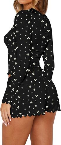 Lacozy Cute Pajamas for Women Sets 2 Piece Long Sleeve Sexy Pjs Sets Y2k Sleepwear Nightwear Ladies Lounge Set in Kuwait