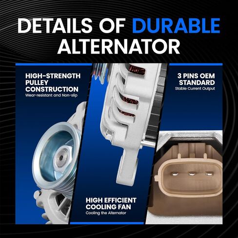 Alternator Compatible with Nissan Armada Frontier Pathfinder Titan Xterra 2007-2019, Compatible with INFINITI QX56 2008-2010, Equator 2009-2012, 4.0L 5.6L, 130A 11256N 23100-ZH00A 23100-ZH00B in Kuwait