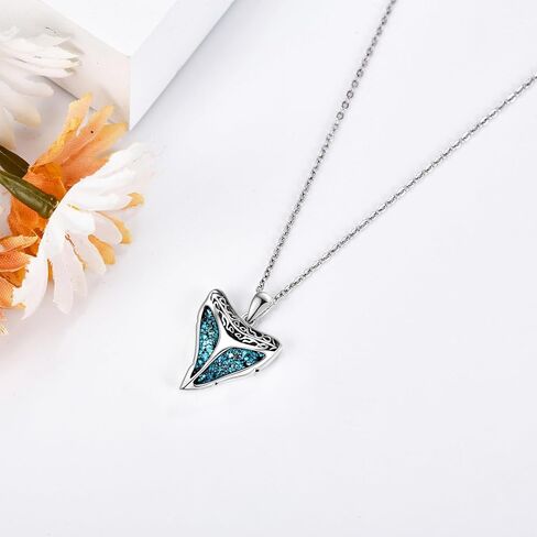 Shark Tooth Tiger Eye Necklace Sterling Silver Shark Pendant Jewelry for Women Men Ocean Lover Surfer in Saudi Arabia
