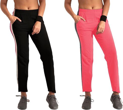 Cotton Track Pants Women's Joggers| Elastic Waistband | Straight Leg Lounge Pants | Perfect Sports Wear | Pack of 2 in Saudi Arabia