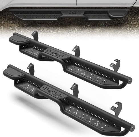تشغيل لوحات CREW CAB 2 درج خطوة جانبية متوافقة مع مركبة 2005-2023 Toyota Tacoma Crew Max مع (4 أبواب فقط) مسحوق القضبان الصلب الكربونية المطلية بالمسحوق خطوة Nerf Bars in Kuwait