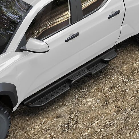 تشغيل لوحات CREW CAB 2 درج خطوة جانبية متوافقة مع مركبة 2005-2023 Toyota Tacoma Crew Max مع (4 أبواب فقط) مسحوق القضبان الصلب الكربونية المطلية بالمسحوق خطوة Nerf Bars in Kuwait