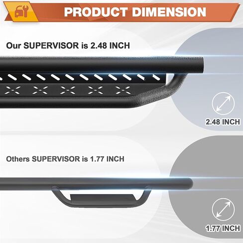 تشغيل لوحات CREW CAB 2 درج خطوة جانبية متوافقة مع مركبة 2005-2023 Toyota Tacoma Crew Max مع (4 أبواب فقط) مسحوق القضبان الصلب الكربونية المطلية بالمسحوق خطوة Nerf Bars in Kuwait