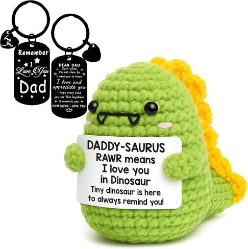 الدعم العاطفي للديناصورات الكروشيه مع سلسلة مفاتيح تحفيزية - حيوانات كروشيه إيجابية ودعم عاطفي - حيوانات كروشيه لطيفة ، شخصيات ديناصور صغيرة ، عيد ميلاد أمي وهدايا الأب in Kuwait
