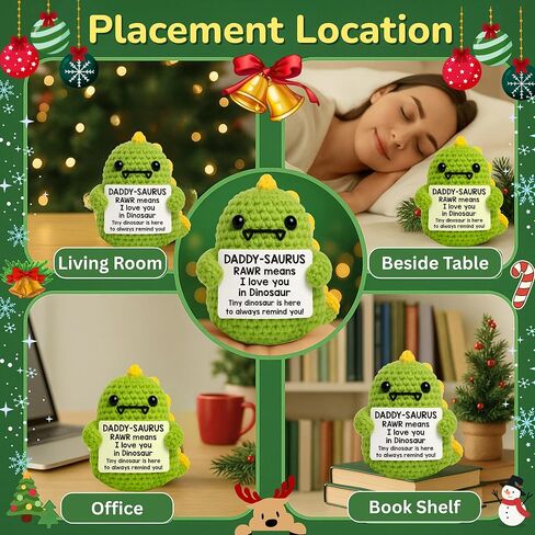 الدعم العاطفي للديناصورات الكروشيه مع سلسلة مفاتيح تحفيزية - حيوانات كروشيه إيجابية ودعم عاطفي - حيوانات كروشيه لطيفة ، شخصيات ديناصور صغيرة ، عيد ميلاد أمي وهدايا الأب in Kuwait