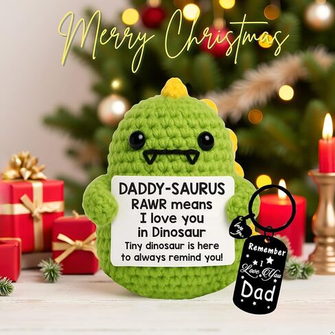 الدعم العاطفي للديناصورات الكروشيه مع سلسلة مفاتيح تحفيزية - حيوانات كروشيه إيجابية ودعم عاطفي - حيوانات كروشيه لطيفة ، شخصيات ديناصور صغيرة ، عيد ميلاد أمي وهدايا الأب in Kuwait