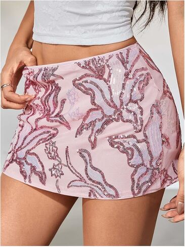 تنورة GORGLITTER النسائية ذات الترتر Y2k، تنورة شبكية لامعة منخفضة الارتفاع وحفلات النادي، تنورة قصيرة ضيقة in Kuwait