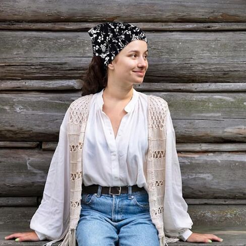 10PCS Hair Scarf Headband for Women, Classic Paisley & Floral Print Triangle Head Bandanas, Elastic Hair Kerchief, Boho Chiffon Head Scarf in Kuwait