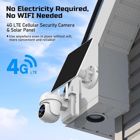 4G LTE Cellular Solar Security Camera Wireless Outdoor, 4G LTE Cellular Security Camera Includes SIM Card, Solar Powered Cellular Camera with PIR Motion Detection & Color Night Vision & Two-Way Audio in Kuwait
