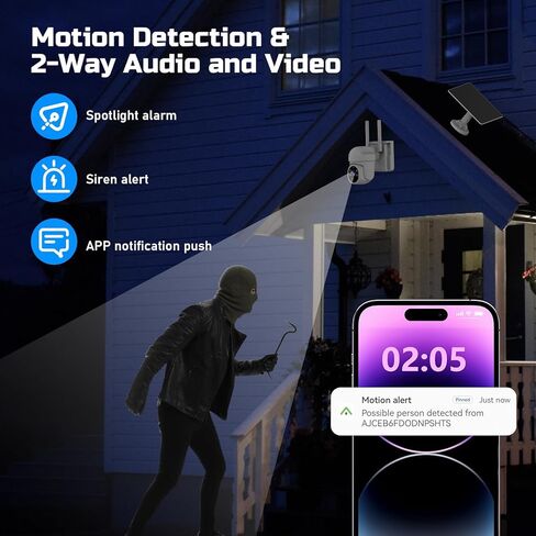 4G LTE Cellular Solar Security Camera Wireless Outdoor, 4G LTE Cellular Security Camera Includes SIM Card, Solar Powered Cellular Camera with PIR Motion Detection & Color Night Vision & Two-Way Audio in Kuwait