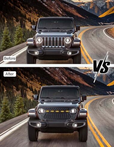 Sunpie Front Grille Assembly لجيب JT ، شبكات السيارات متوافقة مع Jeep Wrangler JL JLU & JL 4XE & Jeep Gladiator JT 2018-2025 جميع الطرز ، OEM ABS Plastic Wrangler Associory in Kuwait