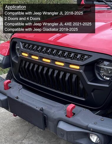 Sunpie Front Grille Assembly لجيب JT ، شبكات السيارات متوافقة مع Jeep Wrangler JL JLU & JL 4XE & Jeep Gladiator JT 2018-2025 جميع الطرز ، OEM ABS Plastic Wrangler Associory in Kuwait