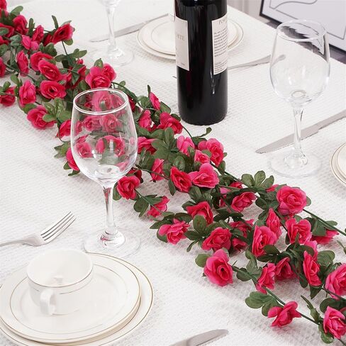 10 قطع من إكليل الزهور بطول 82 متر، زهور إكليل الورد الاصطناعي والنباتات المزيفة المعلقة على شكل زهرة اللبلاب، وحفلات أعياد الميلاد وعيد الحب وديكور قوس الحائط in Saudi Arabia