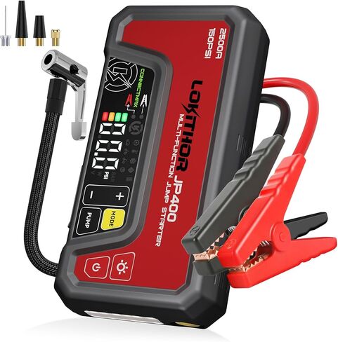 JP400 Jump Starter with Air Compressor, 2500A 12V Portable Car Battery Booster Pack for Upto 8.5L Gas or 6.5L Diesel, 150 PSI Cordless Tire Inflator Pump with Digital Pressure Gauge(Yellow) in Saudi Arabia