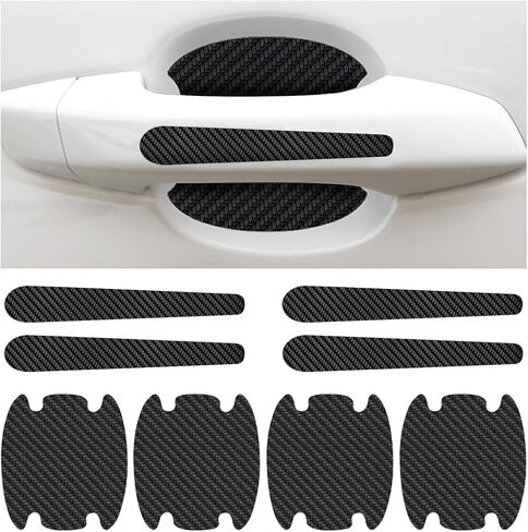 BESULEN Car Door Handle Bowl Sticker, 8 Pcs Carbon Fiber Anti-Scratches Protectors, Universal Car Door Handle Cup Paint Guard Protective Films, Self-Adhesive & Non-Marking, Car Accessories in Saudi Arabia