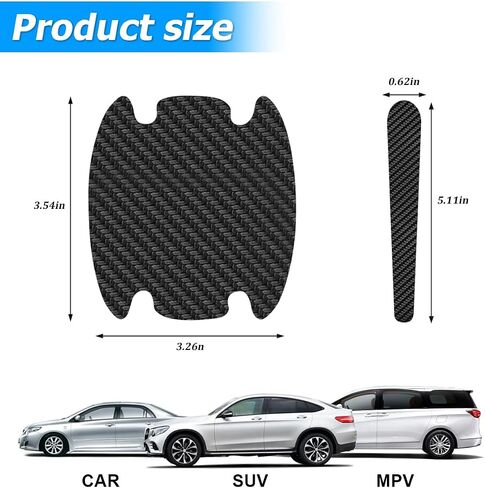 BESULEN Car Door Handle Bowl Sticker, 8 Pcs Carbon Fiber Anti-Scratches Protectors, Universal Car Door Handle Cup Paint Guard Protective Films, Self-Adhesive & Non-Marking, Car Accessories in Saudi Arabia