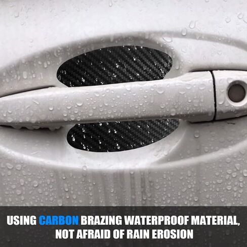 BESULEN Car Door Handle Bowl Sticker, 8 Pcs Carbon Fiber Anti-Scratches Protectors, Universal Car Door Handle Cup Paint Guard Protective Films, Self-Adhesive & Non-Marking, Car Accessories in Saudi Arabia