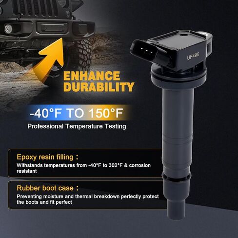 MUGE RACING UF557 حزمة ملف الإشعال ومسندات شرارة Iridium متوافقة مع Dodge Avenger Journey Caliber ، Chrysler Sebring Cirrus ، Jeep Compass Patriot 2.0L 2.4L ، استبدل# GN10346 ، 5C1644 ، 4606824AB in Kuwait