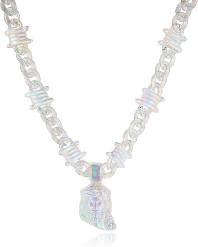 HZMAN Chunky Transparent Acrylic Jesus Pendant Necklace for Men Christian Gift in Saudi Arabia