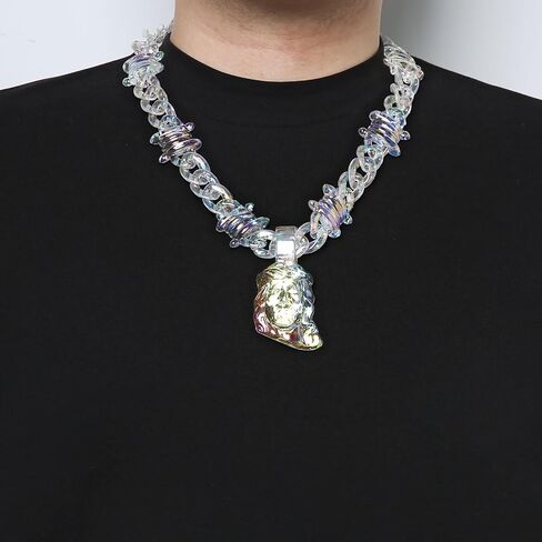 HZMAN Chunky Transparent Acrylic Jesus Pendant Necklace for Men Christian Gift in Saudi Arabia