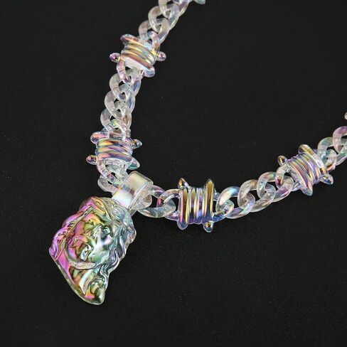 HZMAN Chunky Transparent Acrylic Jesus Pendant Necklace for Men Christian Gift in Saudi Arabia