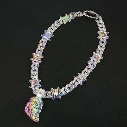HZMAN Chunky Transparent Acrylic Jesus Pendant Necklace for Men Christian Gift in Saudi Arabia