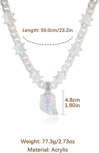 HZMAN Chunky Transparent Acrylic Jesus Pendant Necklace for Men Christian Gift in Saudi Arabia