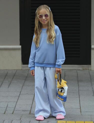 Arshiner Girls Crewneck Sweatshirt Tops Long Sleeve Pullover Tops إسقاط بلوزات كتف بلوك كتلة مضلعة لمدة 5-14 سنوات in Saudi Arabia