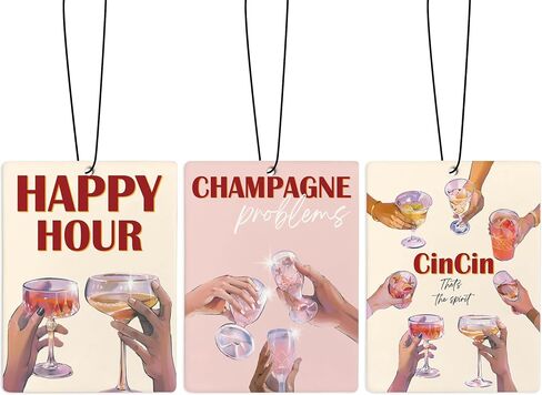 Retro Pink Air Freshener for Car, Preppy Cute Guest Check Champagne Ace Card Air Freshener Hanging 3 Pcs for Cars Closet Drawer or Books, Y2K Girly Car Mirror Decor for Women Teens in Kuwait