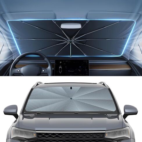 Autorder Windshield Sun Shade Umbrella for 2018-2024 Volkswagen VW Tiguan Accessories,Upgraded Ice Crystal Material,Easy Setup Umbrella Sunshade for Car Windshield,100% Sun Blocking in Saudi Arabia