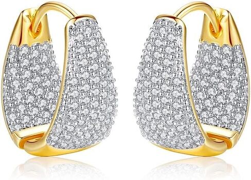 مكتنزة 14 كيلو جولة ذهبية مستديرة أقراط مع مويسانيت الفوار للنساء ، وأسلوب هوجي الفاخر ، وهدية مجوهرات الأزياء العصرية ، مناسبة للأحداث المسائية والحفلات in Kuwait