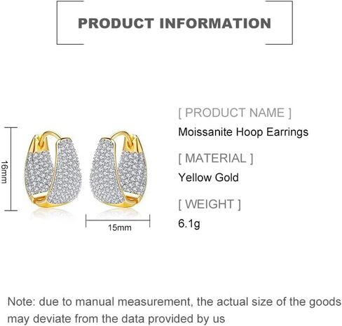 مكتنزة 14 كيلو جولة ذهبية مستديرة أقراط مع مويسانيت الفوار للنساء ، وأسلوب هوجي الفاخر ، وهدية مجوهرات الأزياء العصرية ، مناسبة للأحداث المسائية والحفلات in Kuwait