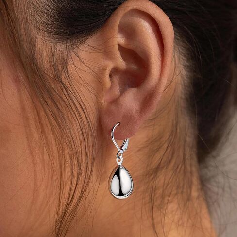 Silver/Gold Teardrop Earrings for Women,925 Sterling Silver Waterdrop Tear Drop Dangle Earrings Hypoallergenic, Silver Teardrop Leverback Dangle Earrings for Women Jewelry in Kuwait