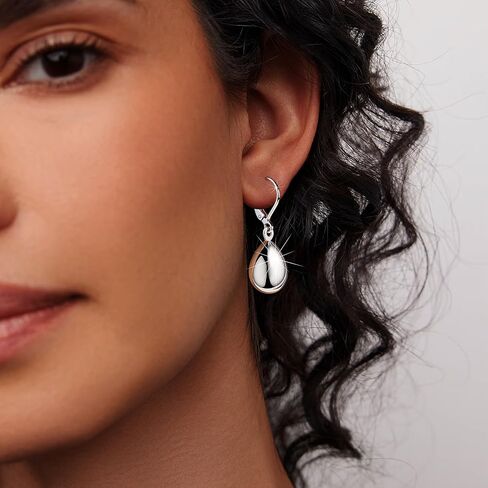 Silver/Gold Teardrop Earrings for Women,925 Sterling Silver Waterdrop Tear Drop Dangle Earrings Hypoallergenic, Silver Teardrop Leverback Dangle Earrings for Women Jewelry in Kuwait