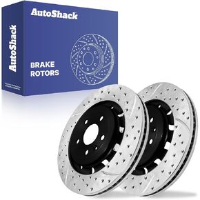 Autoshack Black Hat محفورة ودوارات فرامل محفوفة بالفرامل الأمامية ، مجموعة استبدال دوار الفرامل الأمامية لـ Ford Explorer Police Interceptor Flex Taurus Police Interceptor سيدان Lincoln MKS MKT AWD PR680982LR in Kuwait