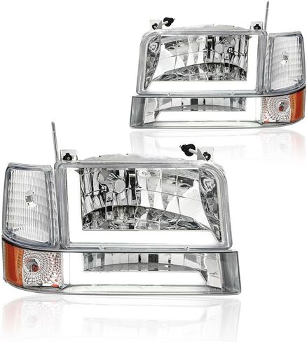 Headlight Assembly, Headlights Kit Compatible with 2004-2008 Ford F150/2006-2008 Lincoln Mark LT Replacement Headlamp Black Housing Amber Reflector in Saudi Arabia