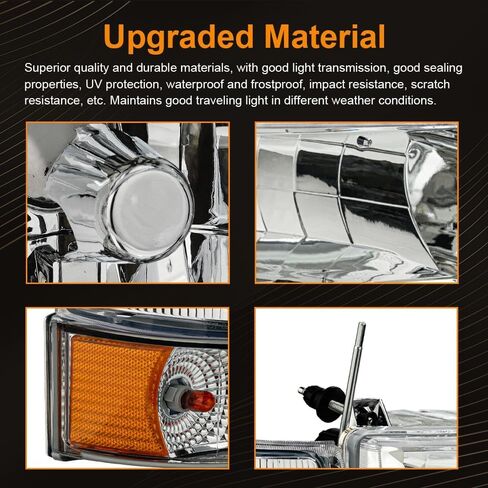 Headlight Assembly, Headlights Kit Compatible with 2004-2008 Ford F150/2006-2008 Lincoln Mark LT Replacement Headlamp Black Housing Amber Reflector in Saudi Arabia